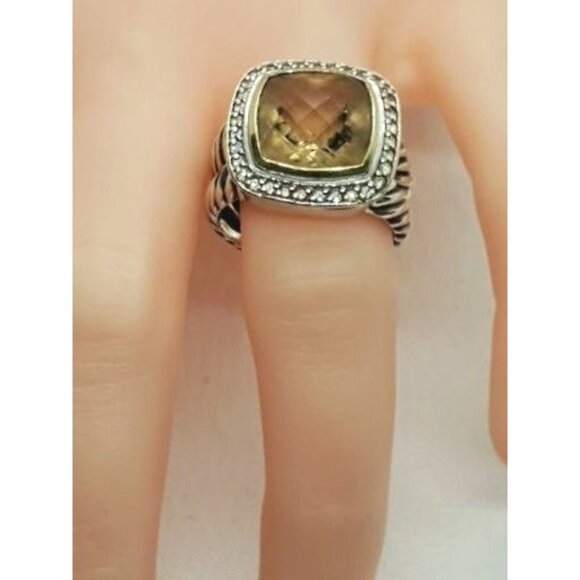 David Yurman Albion Citrine 18K Silver Diamond Ring - Picture 4 of 11